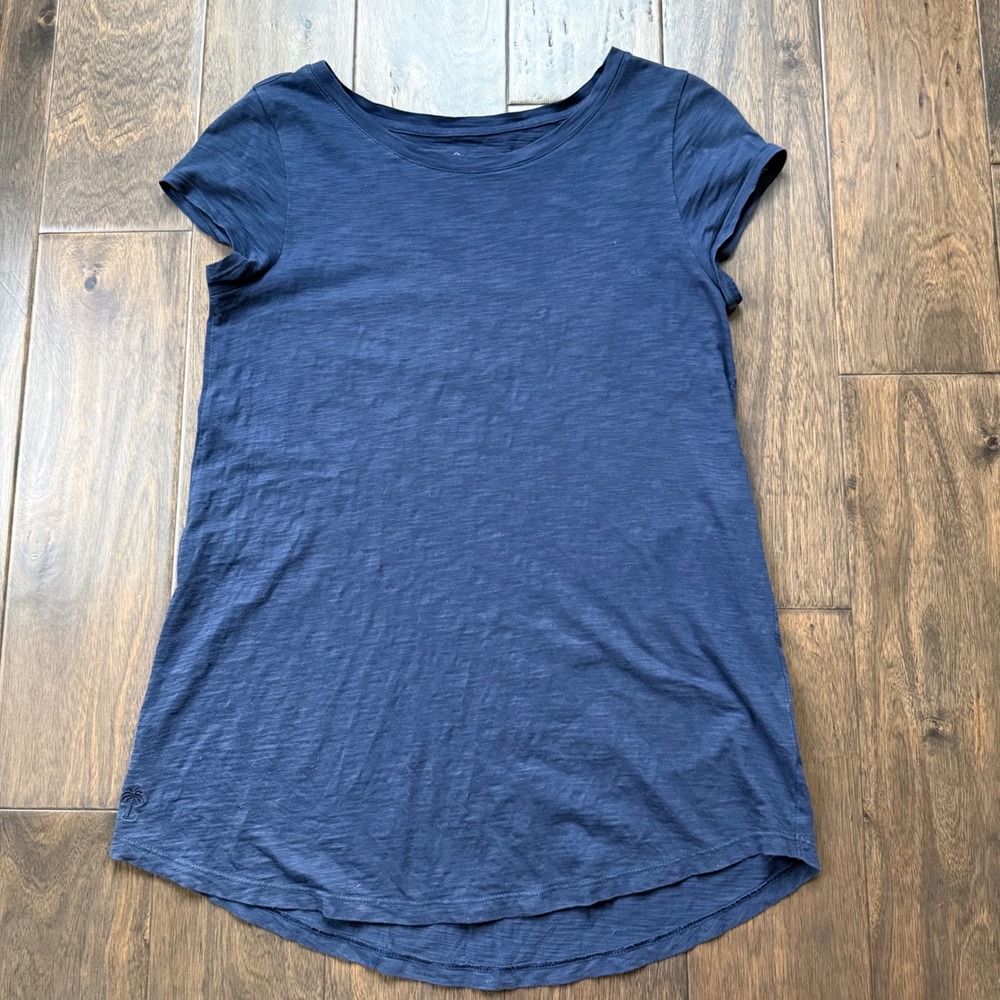 Lilly Pulitzer T-Shirt Womens XS Navy Blue Excellent Pima Cottonβ Slub Palm Tree